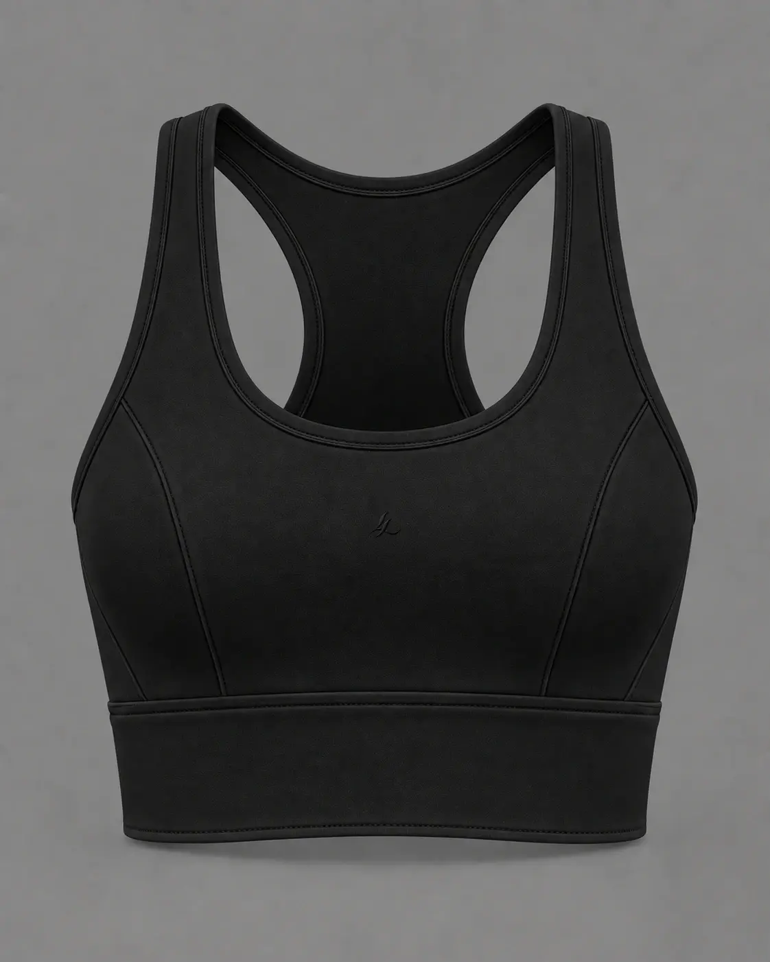 LUMA Longline Bra in Black — front view
